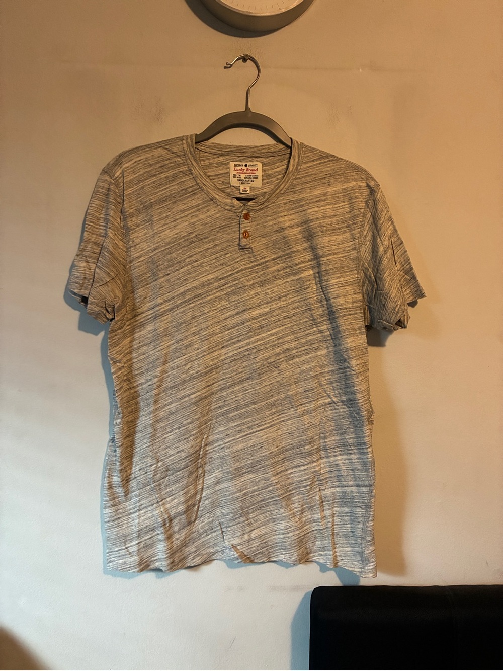 Lucky Brand Men's Heathered Gray Short Sleeve Henley